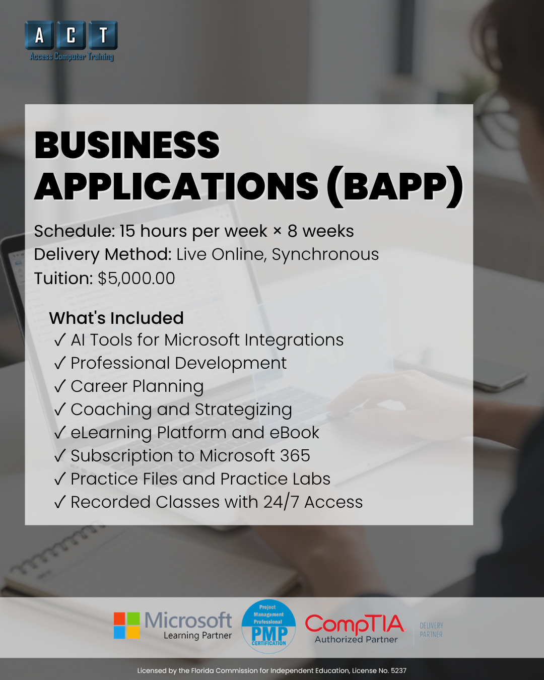 Microsoft Office training in Tampa — Business Applications (BAPP) program at Access Computer Training